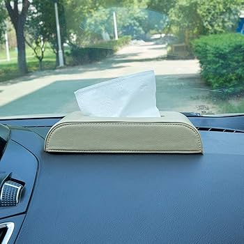 Car Tissue Box High Quality - Pu Leather - Black - Beige