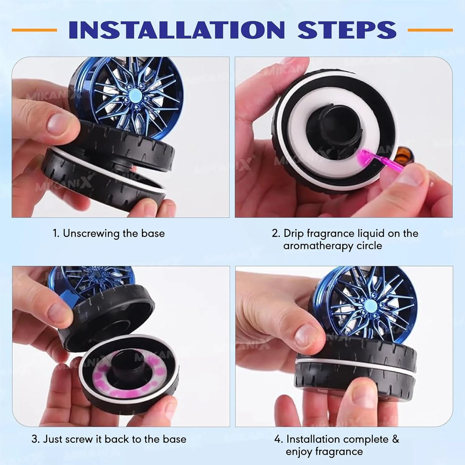 Universal Car Speed Wheel Hub Perfume Air Freshener 360° Rotating Car