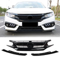 Honda Civic X Turbo Grill Piano Black 3 Pieces 2016-2021