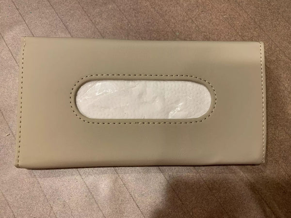 Premium Sun Visor PU Leather Car Tissue Box Holder