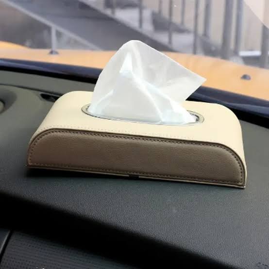 Car Tissue Box High Quality - Pu Leather - Black - Beige